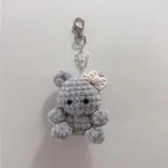 あみぐるみ キーホルダー くま グレー 編み物