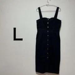 【 Ｌ 】キャミワンピース ダークブルー おしゃれ オールシーズン