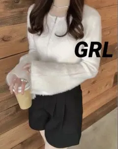 【 GRL グレイル 】フェザーニットダブルジップショート丈トップス kz442