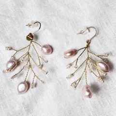 ＊AneMone アネモネ＊ピンクパール　ゴールド　ビーズ　ピアス