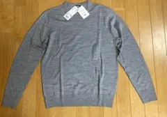 【メンズ】ユニクロ　エクストラファインメリノクルーネックセーター　グレー　M