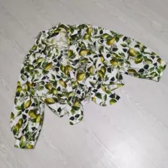 ZARA ザラ フルーツ柄 ブラウス S タイフロントシャツのサムネイル
