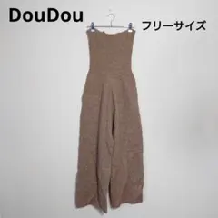 DouDou ヤクストレッチハイウエストパンツ モカ サロペット ワイドパンツのサムネイル
