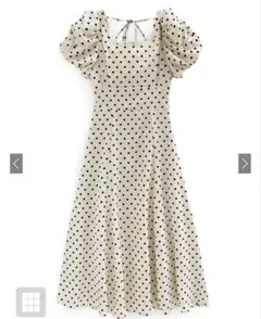 ドット柄バルーンスリーブフレアワンピース［ru1163］
