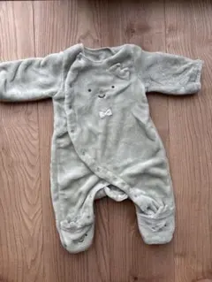 恐竜　フリースロンパース　50-60 黄緑色