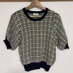 BEAMS HEART ストライプ 半袖ニット