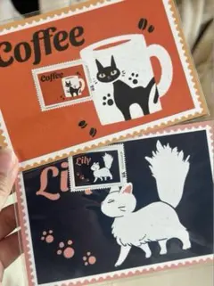 海外限定コリコカフェ限定 魔女の宅急便 ポストカード+切手　ジジリリーセット