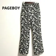【PAGEBOY】フラワープリント フレアパンツ 黒・白　フリーサイズ