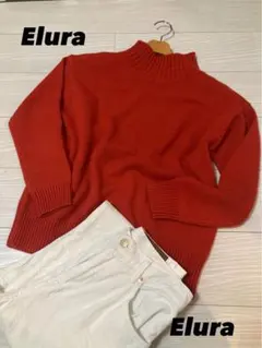 ❣️【Elura】ベーシックタートルネックニット❣️鮮やかレッド