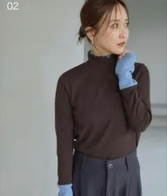 しまむらmysa 田中里奈 裏起毛袖配色プルオーバー ブルーLL