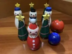 クリスマスオブジェ　ボーリングサンタ　木製　飾り物