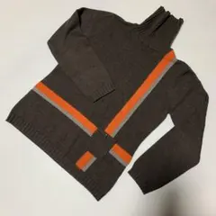 ブラウンタートルネックニットセーター　ウール・アンゴラ混