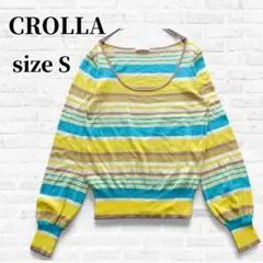 CROLLA クローラ 長袖 ニット 薄手 S 春夏 イエロー コットン100%