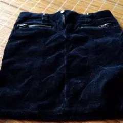 膝丈スカート黒コーデュロイ