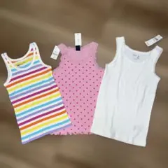 新品タグ付gapkids女の子用キャミソールタンク3点レース水玉マルチボーダー