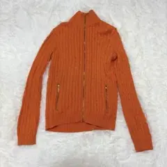 希少カラー！ローレンラルフローレン　ケーブル編み　ジップニット　刺繍　オレンジのサムネイル