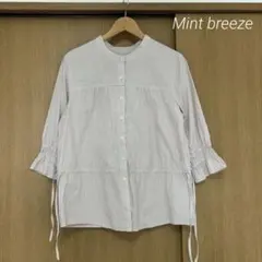 Mint breezeストライプシャツ　コットンブラウス　リボンのサムネイル