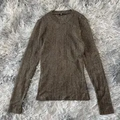 ♪ZARA ザラ 長袖ニット サマーニット ラメ シースルー【S】ゴールド系