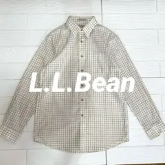 L.L.Bean チェックシャツ　バー○リー風　ベージュ系　赤×緑×黒