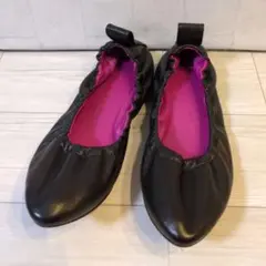 フラットシューズ・バレエシューズ ブラック ピンク