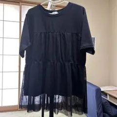 ティアードデザイン ブラック Tシャツ