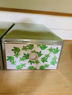 昭和レトロ アンティーク 薔薇柄ブリキ収納ケース③