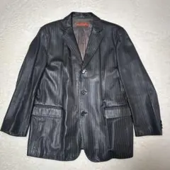 羊皮　100% MONCADA ラムレザー　ストライプ テーラード　黒　本革