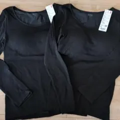 ユニクロ新品　極暖ヒートテックリブUネックブラTシャツ