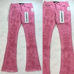 バラバサスvalabasas クラッシュリペアスキニーフレアデニム ピンク 29