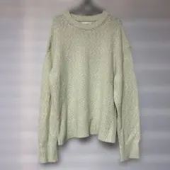 ザラzara イレギュラー ウールニット アルパカ ジャカードセーター グリーン