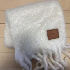 LOEWE モヘアマフラー クリーム色 フリンジ付き