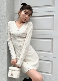 【新品未使用】ダーリッチ グリッターニットミニワンピース IVO