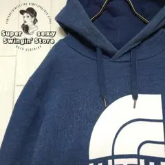 人気 ノースフェイス スウェット パーカー L ブルー アウトドア 裏起毛 古着