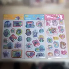 ポップデコパーティーわたあめカプセルシール　ホイッピ&ラッピ・ケアベア3点セット