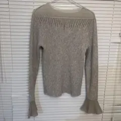 ベージュリブニット XL