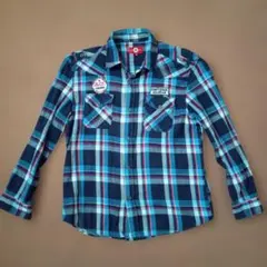 キッズ 長袖シャツ 青系チェック CONVERSE160cm