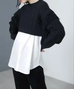 【ROSE BUD】フリンジ付きブラックニットのみ