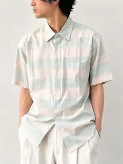 PierreCardinリネン混 半袖チェックシャツ M パステル 90s風のサムネイル