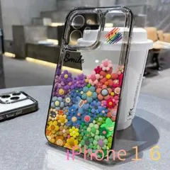 【新品】iPhone 16ケース カラフル フラワー柄 かわいい クリア