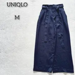 ユニクロ 【M】 ハイウエスト ドレープ ワイド ストレート パンツ ボトムス