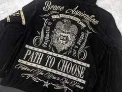 ネオグランジ スカル ラメ加工 デカロゴプリント ジップアップベロアパーカー