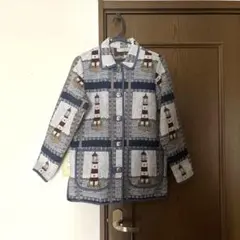 USA VINTAGE アメリカ古着灯台柄刺繍ジャガードデザインジャケットのサムネイル
