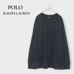 ポロラルフローレン 長袖カットソー ロンT ブラック ロゴ刺繍 L 160cm