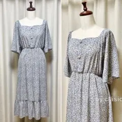 CLETTE ★マルチボタンスクエアネック花柄ワンピース　クレット