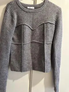 MURUA グレー リブ編み 長袖ニット