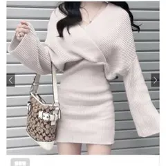 グレイル カシュクールニットミニワンピース