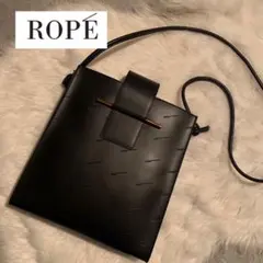 【 ROPÉ 】完売 極美品 ポワニエ スクエアショルダーバッグ レザー 黒