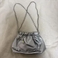 シルバー ギャザー付き ハンドバッグ