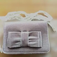 薄紫色 リボン付き ベルベット パーティーバッグ