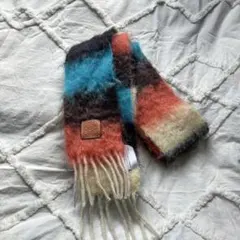 ロエベ　ストライプマフラー スカーフ　フリンジ付き